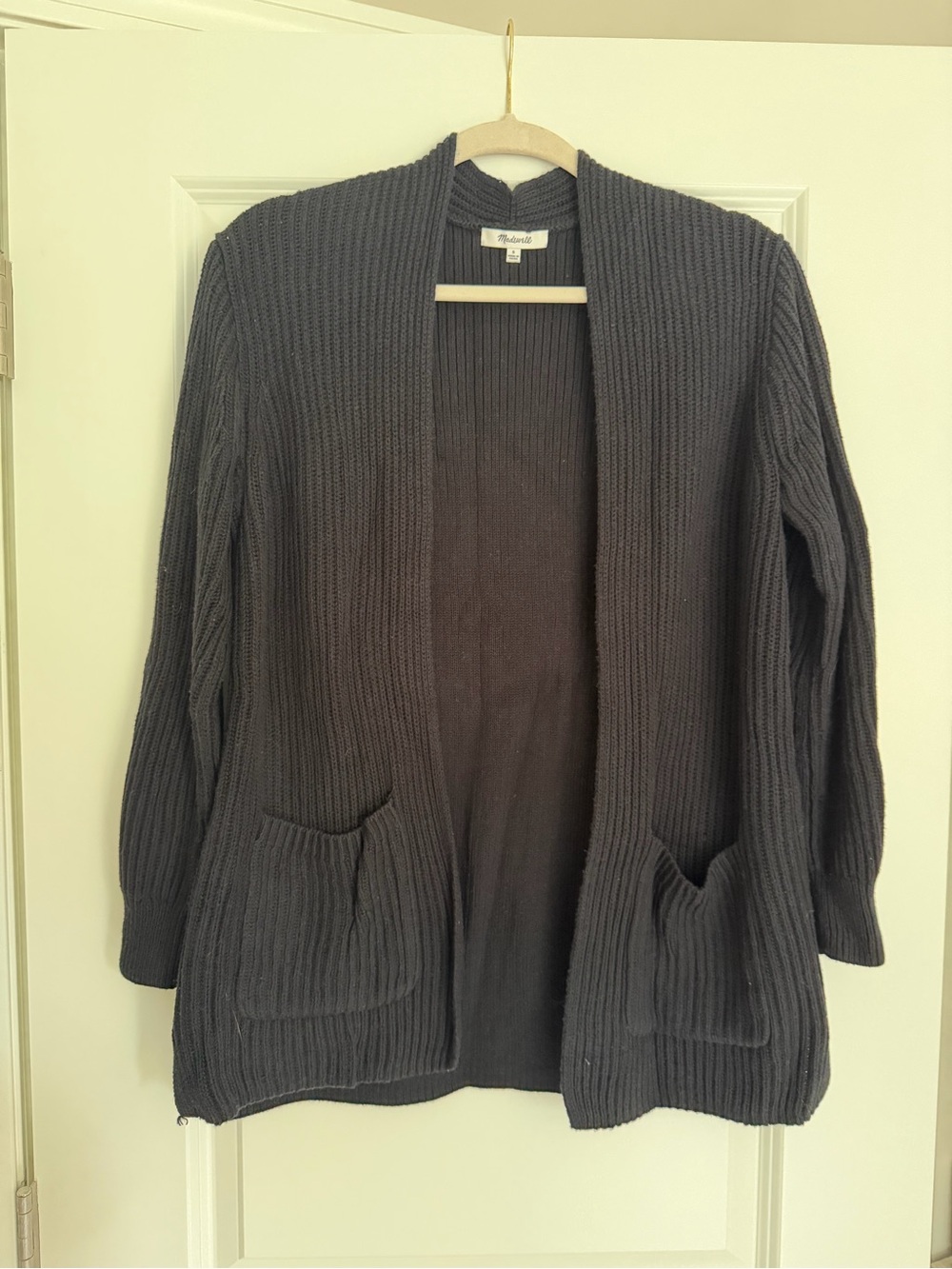 Open-Front Ribbed Cardigan Sweater - Black